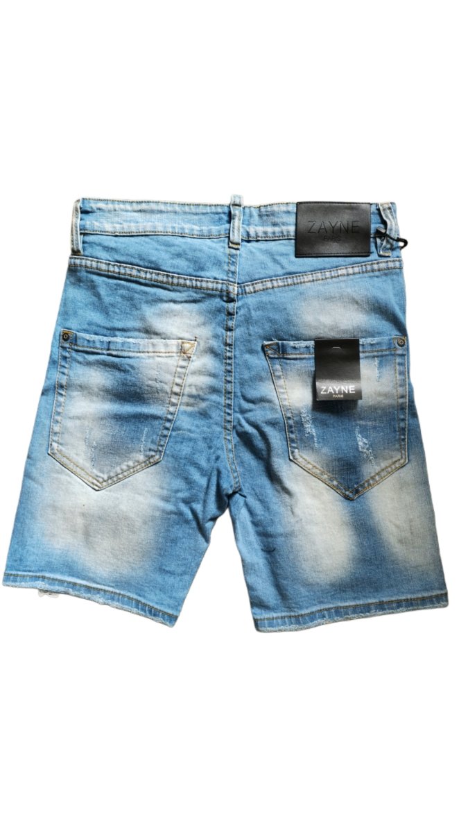 Zayne Paris lichtblauwe denim short – slim fit met stretch - SK Collections