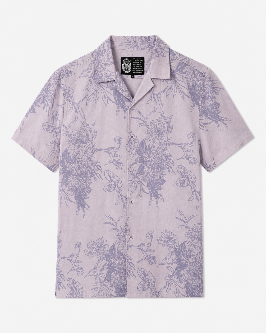Scorpion Bay Heren Overhemd Korte Mouw – Lila Bloemenprint – 100% Katoen