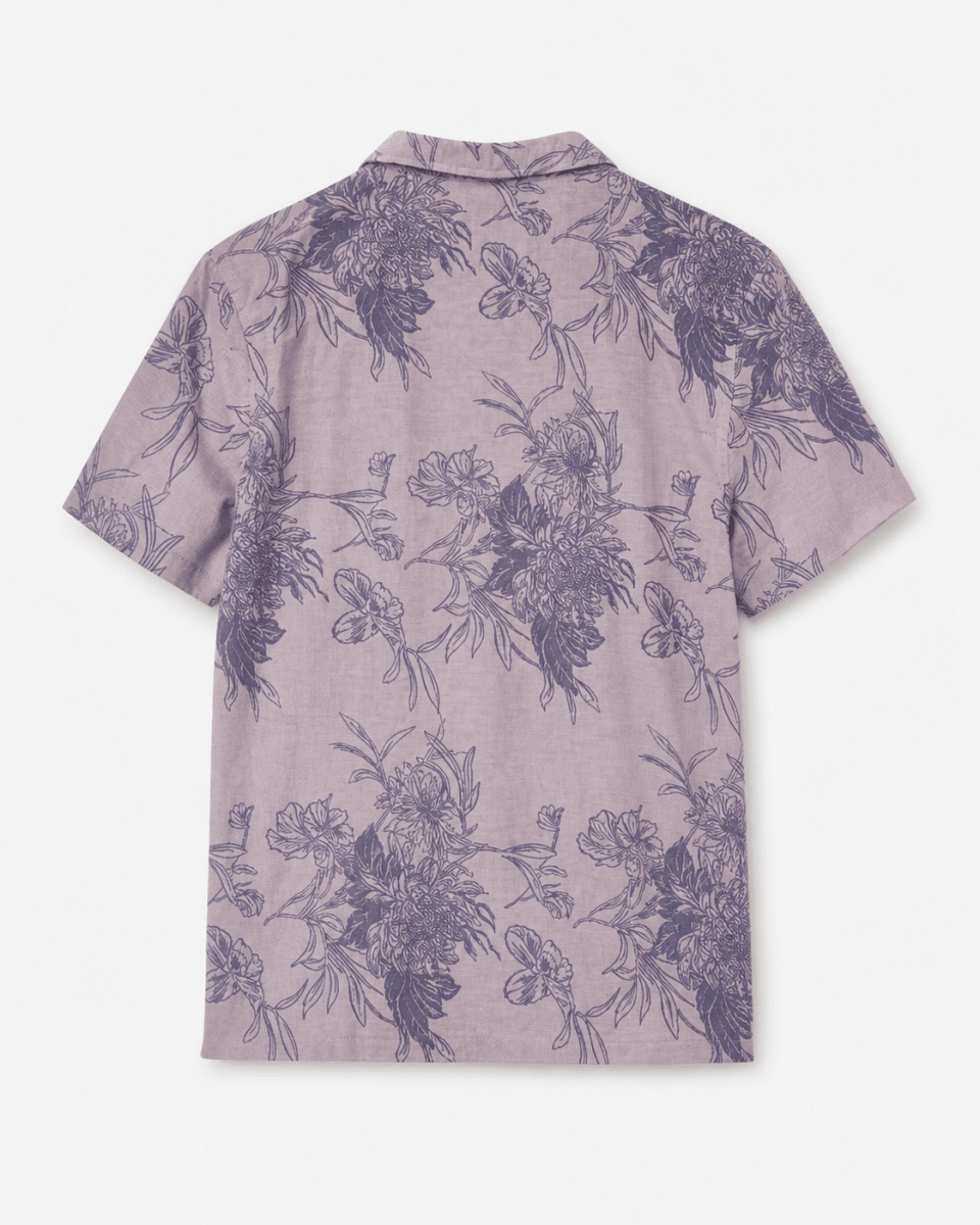 Scorpion Bay Heren Overhemd Korte Mouw – Lila Bloemenprint – 100% Katoen - Skone Store