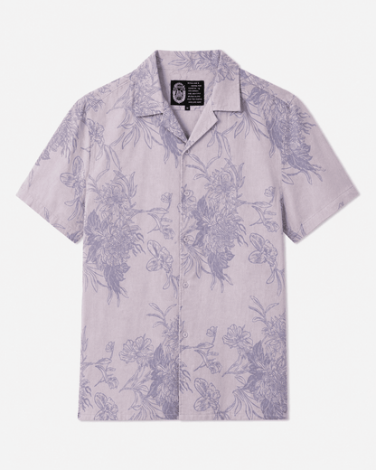 Scorpion Bay Heren Overhemd Korte Mouw – Lila Bloemenprint – 100% Katoen - Skone Store