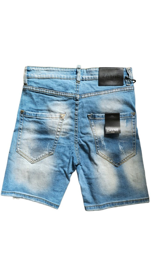 Zayne Paris lichtblauwe denim short – slim fit met stretch - SK Collections
