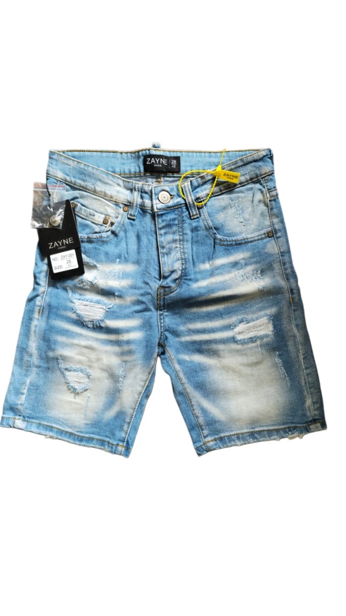 Zayne Paris lichtblauwe denim short – slim fit met stretch - SK Collections