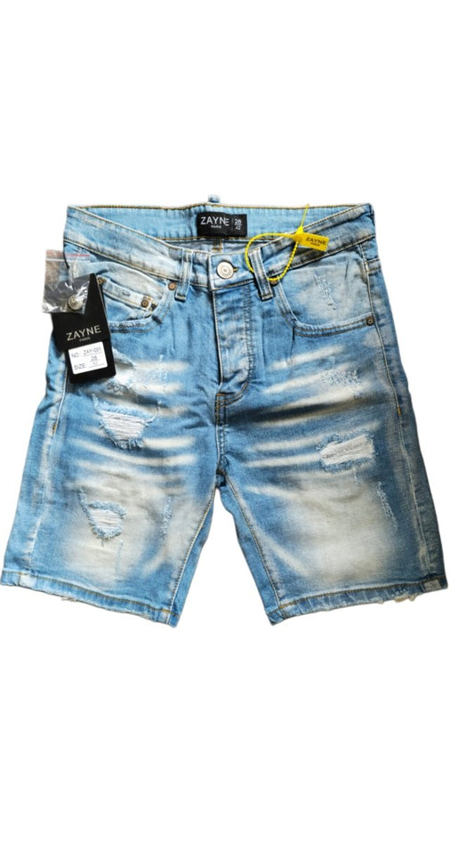 Zayne Paris lichtblauwe denim short – slim fit met stretch - SK Collections