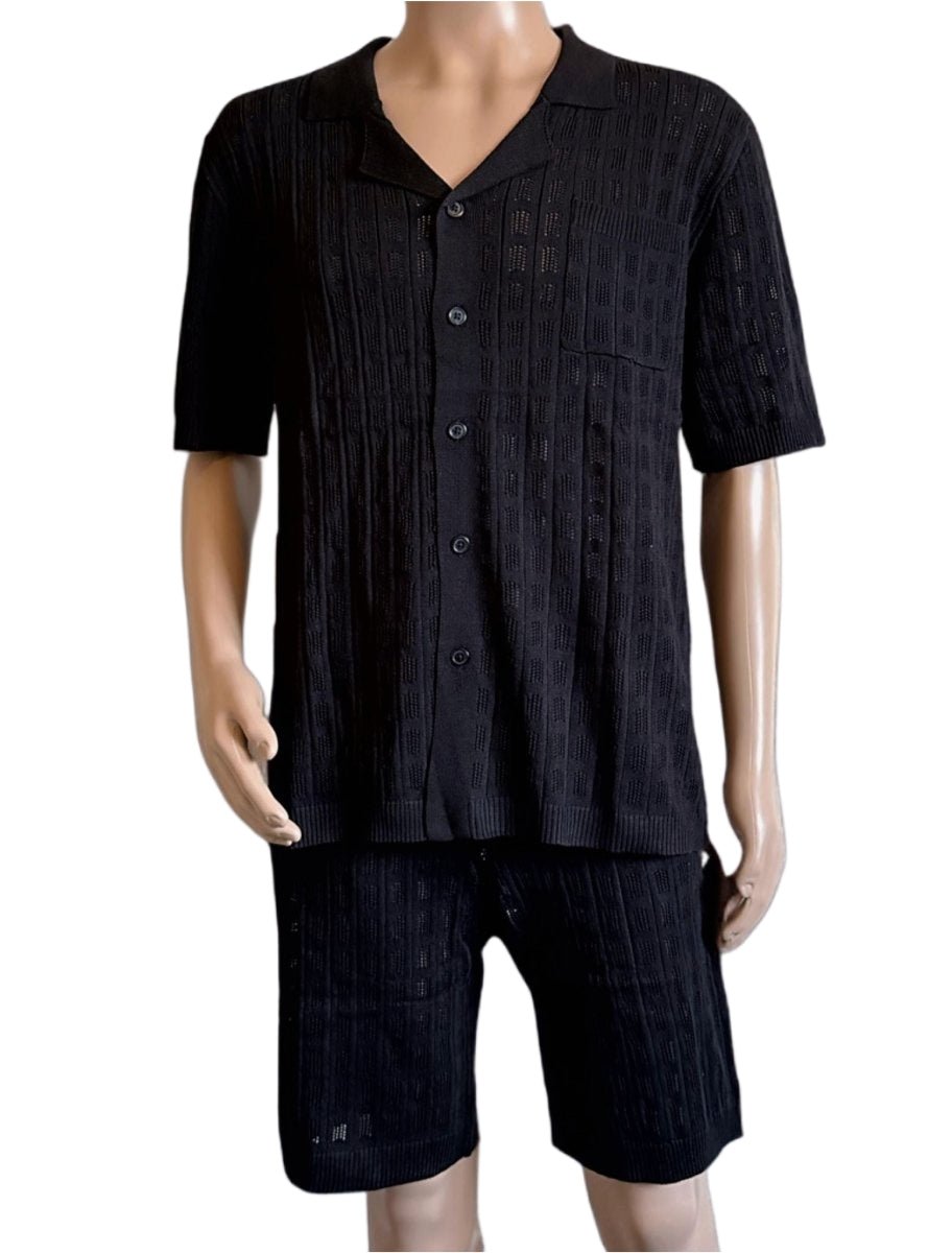 Zayne Paris Zwarte Zomerset – Heren Co - ord Set (Shirt & Short) – 70% Viscose 30% Polyester - Skone Store